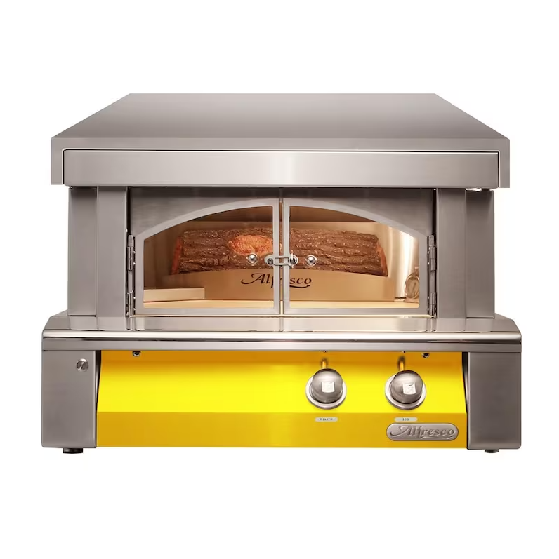 Alfresco 30-Inch Built-In Natural Gas Outdoor Pizza Oven Plus in Traffic Yellow - AXE-PZA-BI-NG-S1023