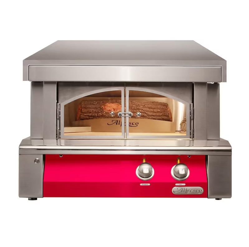 Alfresco 30-Inch Freestanding Countertop Natural Gas Outdoor Pizza Oven Plus in Raspberry Red - AXE-PZA-NG-S3027