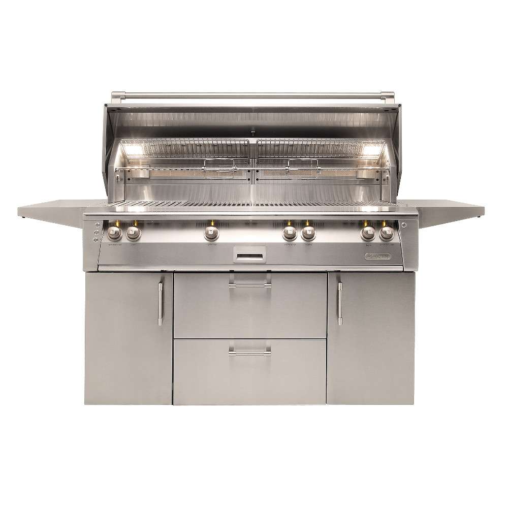 Alfresco ALXE 56-Inch Freestanding Propane Gas All Grill With Sear Zone And Rotisserie - ALXE-56BFGC-LP open