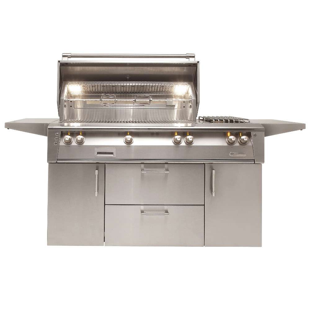 Alfresco ALXE 56-Inch Natural Gas Deluxe Grill With Sear Zone, Rotisserie, And Side Burner - ALXE-56SZC-NG