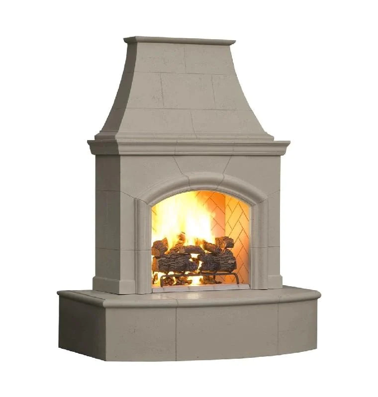 American Fyre Designs 040-11-A-WC-RBC 96 Inch Vented Free-Standing Outdoor Contractor's Model Fireplace - White Concrete