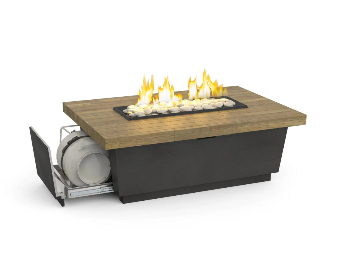 American Fyre Designs Contempo LP Select 52-Inch Rectangular Propane Gas Fire Table - French Barrel Oak 785-BA-FO-M4PC