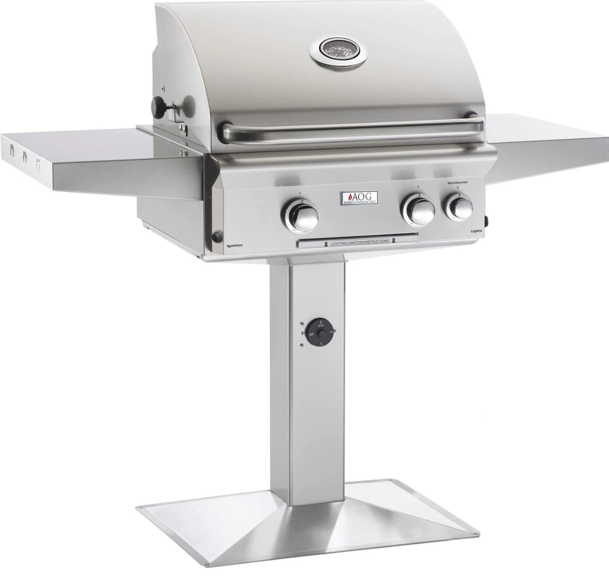 American Outdoor Grill L-Series 24-Inch 2-Burner Natural Gas Grill On Pedestal With Rotisserie 24NPL