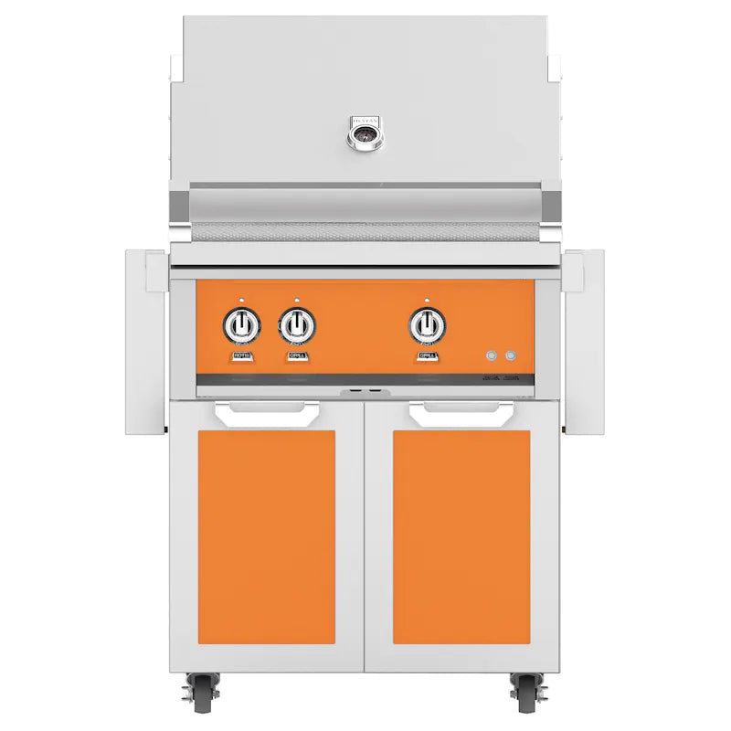 Hestan 30-Inch Natural Gas Grill W/ All Infrared Burners & Rotisserie On Double Door Tower Cart - Citra - GSBR30-NG-OR
