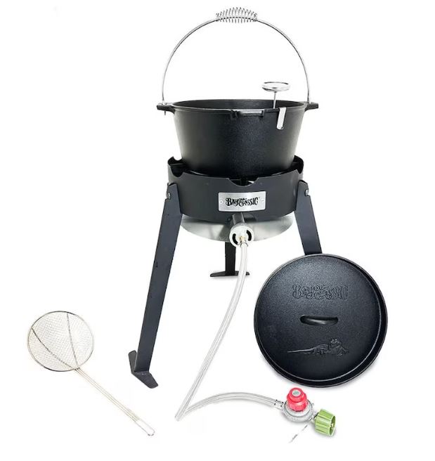 Bayou Classic Stoves Cast Iron Fish Fryer With High Pressure Outdoor Propane Gas Stove B159