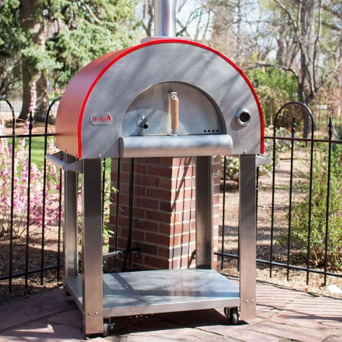Bella Medio 28-Inch Outdoor Wood-Fired Pizza Oven On Cart - Red - BEMS28R 21