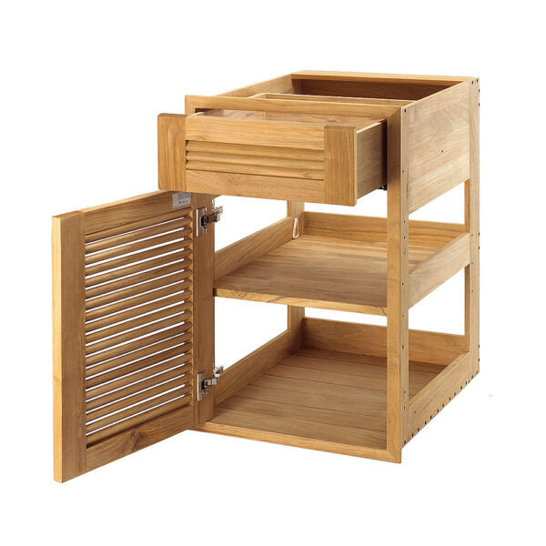 Pacific Teak Millworks 18 Inch Louvered Drawer/Door Combo W/ Shelf - Left Hinge
