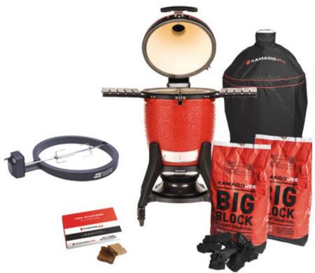 Kamado Joe BIG JOE III Bundle w/KJ15041021 Grill, Cart, Cover, DoJoe & 2 Bags Lump Charcoal + 1 Box Firestarter - BJ3PCK1