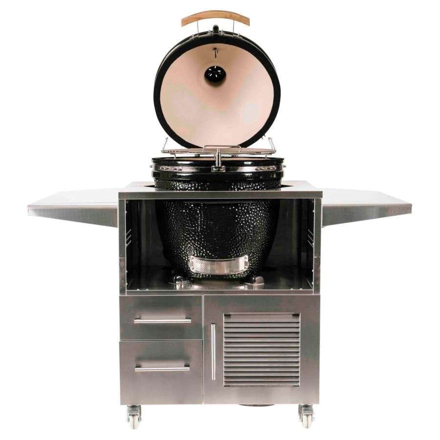 Coyote Asado Ceramic Grill w Coyote Universal Cart open grill