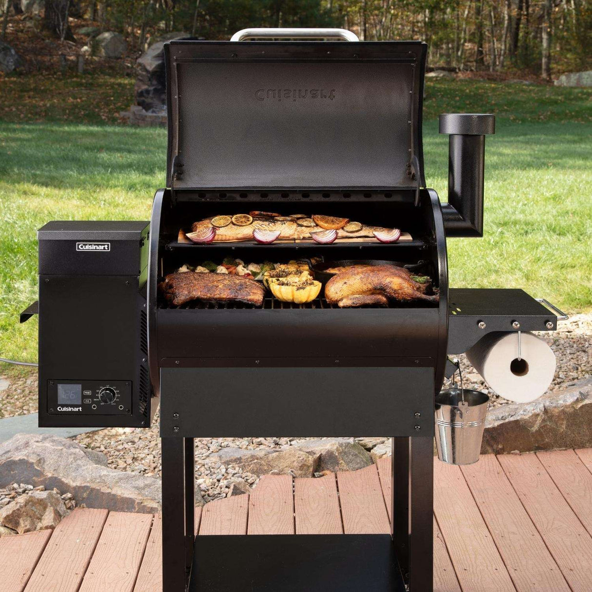 Cuisinart 52-Inch Deluxe Wood Pellet Grill & Smoker - CPG-700 open grill