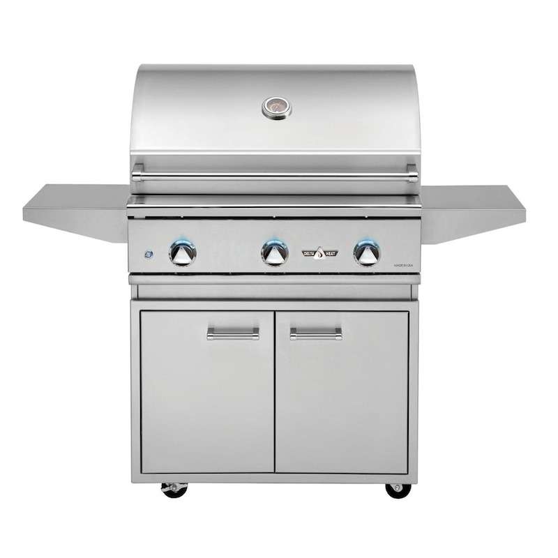 Delta Heat 32-Inch 3-Burner Propane Gas Grill On Cart - DHBQ32G-DL + DHGB32-C