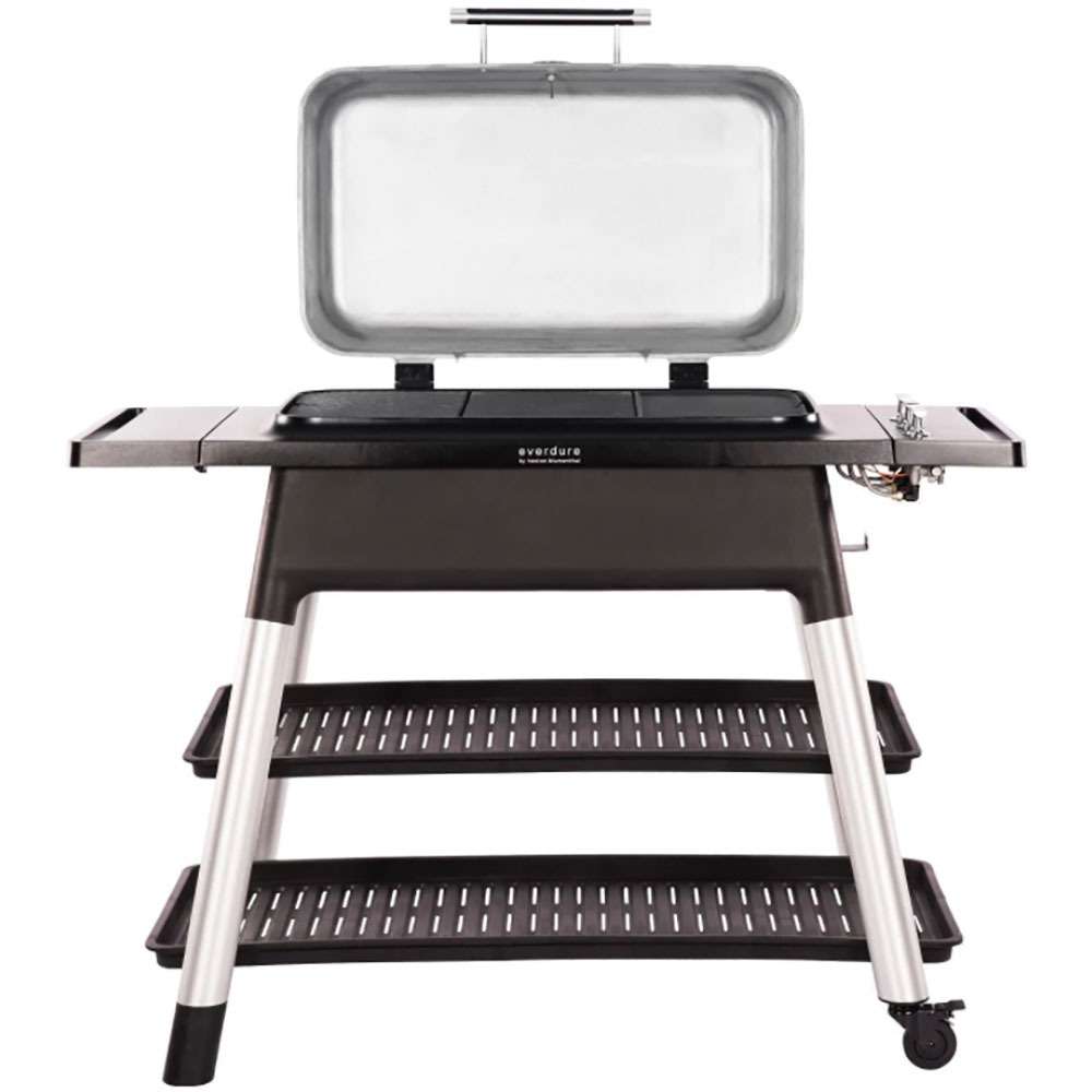Everdure By Heston Blumenthal FURNACE 52-Inch 3-Burner Propane Gas Grill With Stand - Graphite - HBG3GUS open