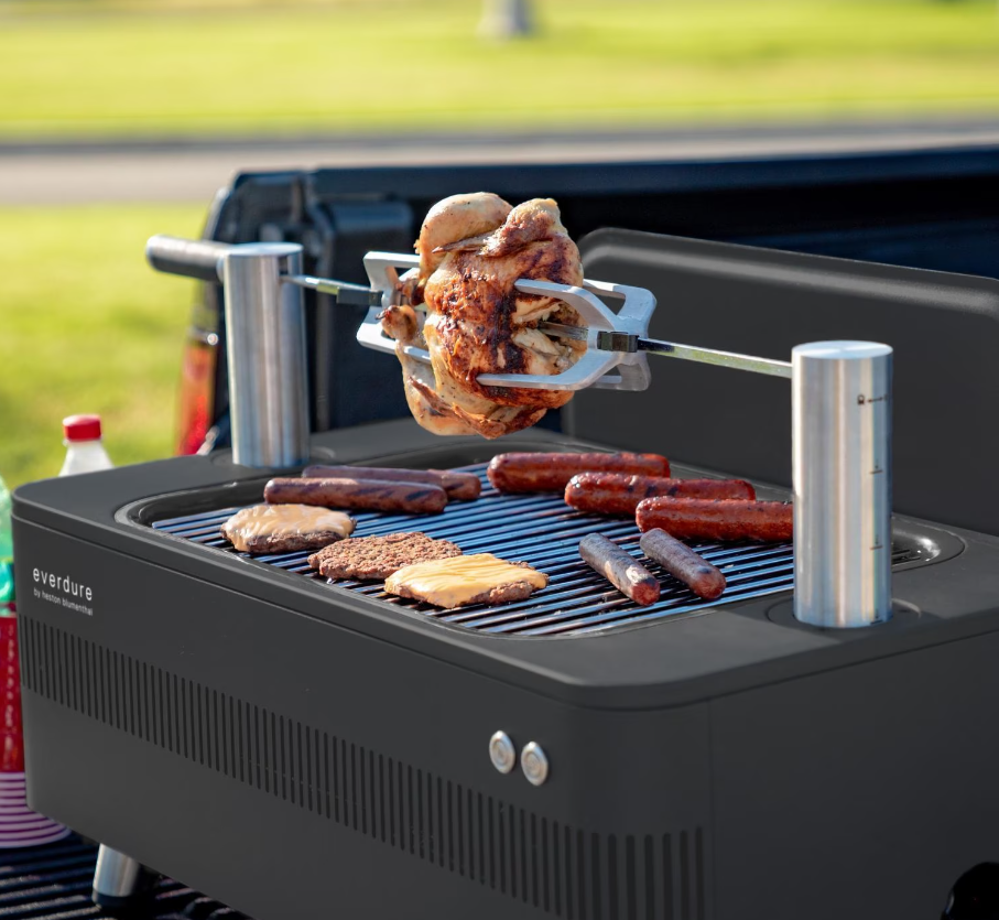 Everdure FUSION 29-Inch Charcoal Grill With Rotisserie & Electronic Ignition - Matte Black - HBCE1BBSUS 1