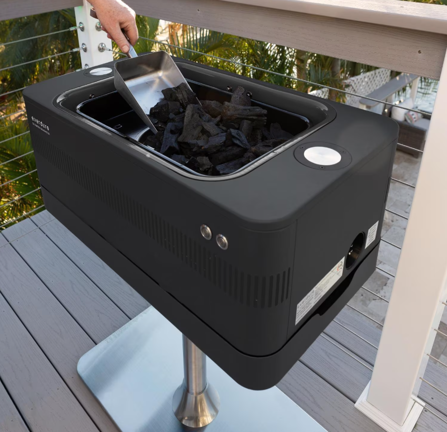 Everdure FUSION 29-Inch Charcoal Grill With Rotisserie & Electronic Ignition - Matte Black - HBCE1BBSUS