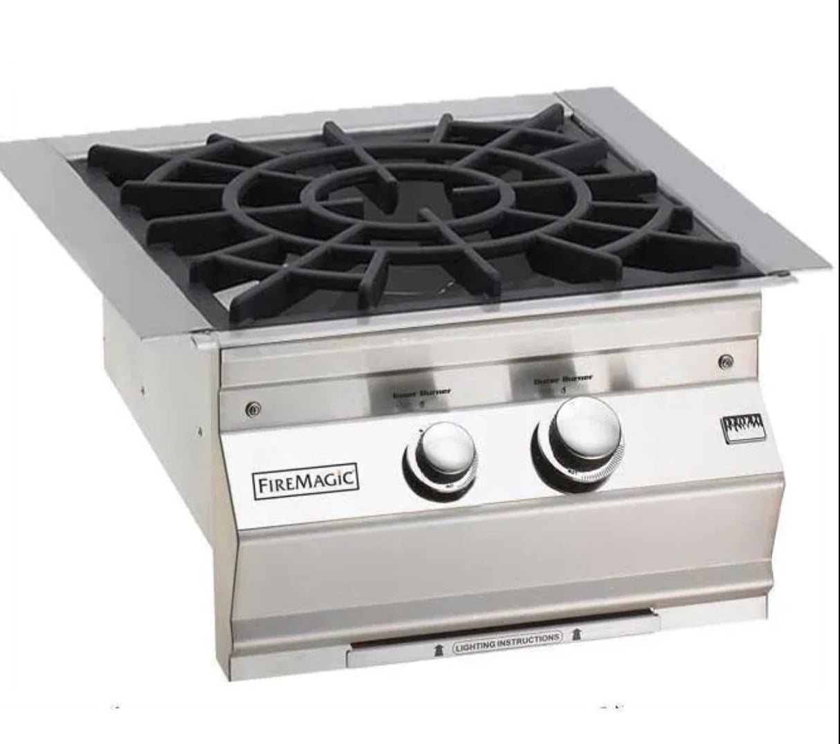 Fire Magic Aurora Built-In Natural Gas Power Burner With Porcelain Coated Cast Iron Grid 19-7B2N-0