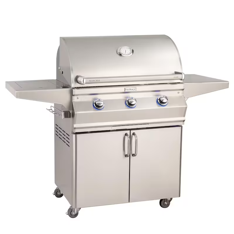 Fire Magic Echelon Diamond E790S 36-Inch Natural Gas Grill W Side Burner, One Infrared Burner, Magic View Window, Rotisserie, & Digital Thermometer - E790S-8L1N-62-