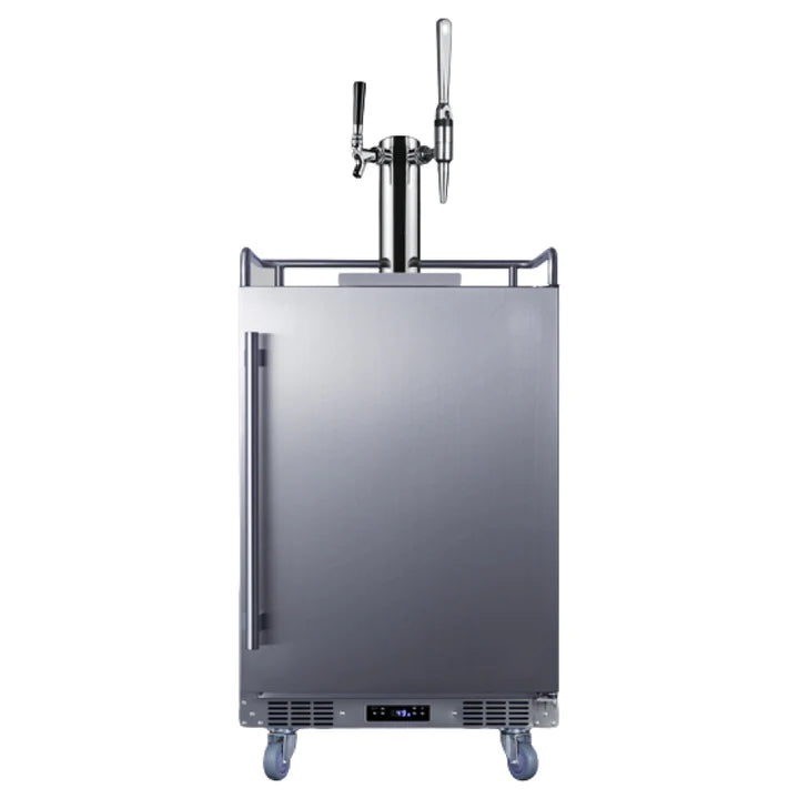 Summit Commercial Outdoor Rated Double Tap Cold Brew Nitro & Flat Coffee Dispenser / Kegerator w/ Shelves - SBC682CMTWIN