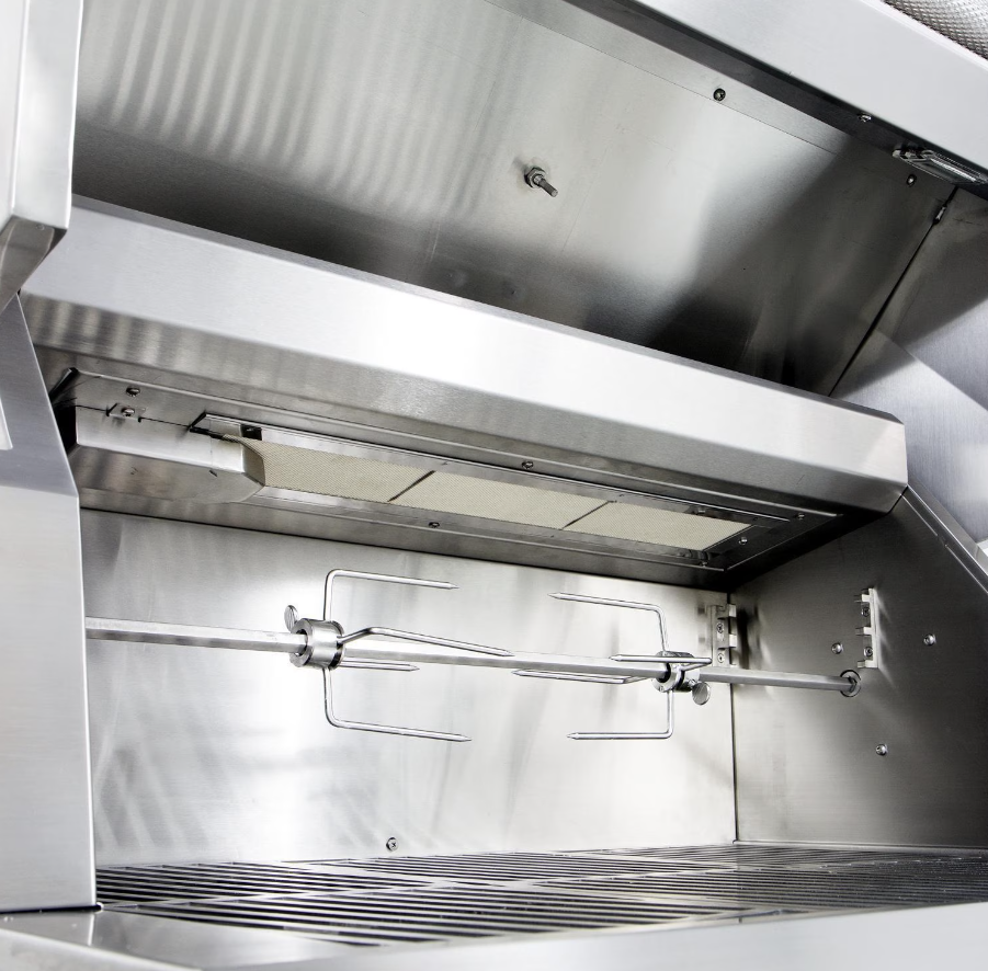 Hestan 30-Inch Natural Gas Grill W Rotisserie On Double Door Tower Cart - Tin Roof - GABR30-NG-BG interior