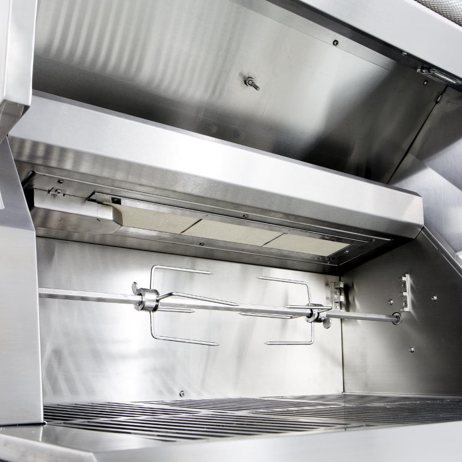 Hestan 30-Inch Propane Gas Grill W Rotisserie On Double Door Tower Cart - Citra - GABR30-LP-OR grill open