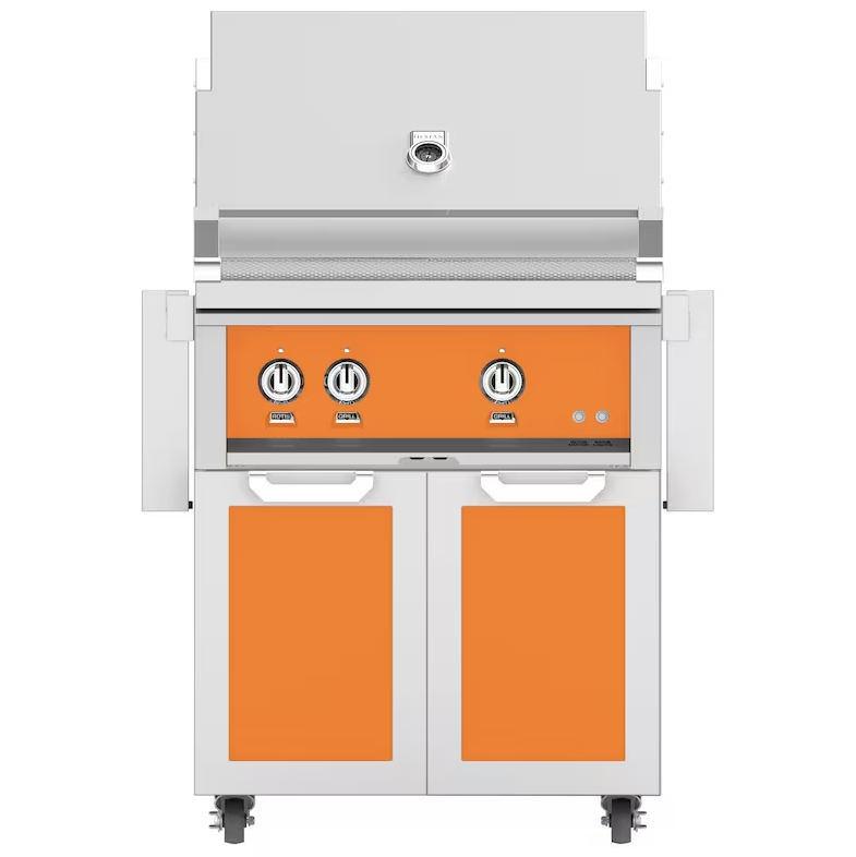Hestan 30-Inch Propane Gas Grill W Rotisserie On Double Door Tower Cart - Citra - GABR30-LP-OR