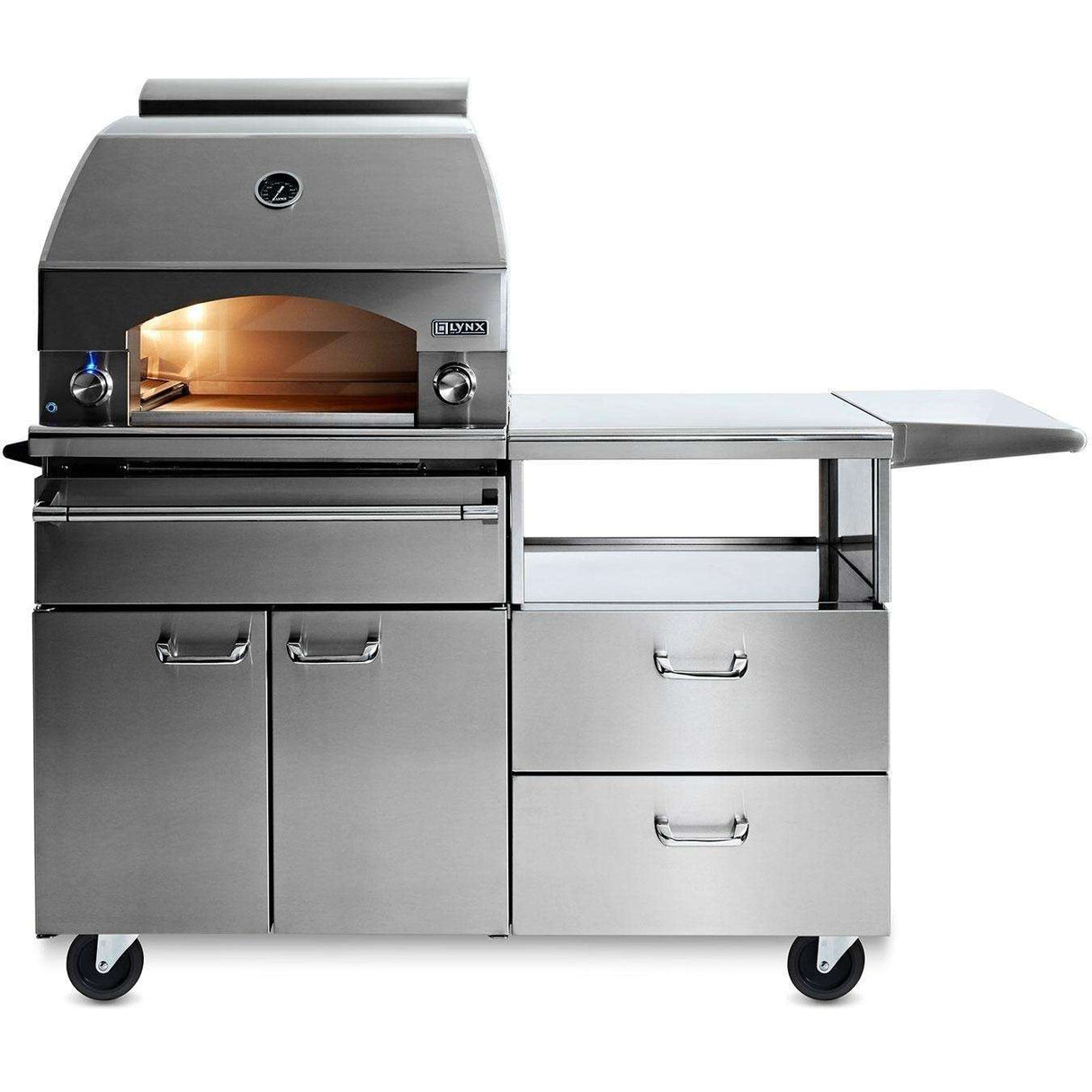 Lynx Professional Napoli 30-Inch Natural Gas Outdoor Pizza Oven On Mobile Kitchen Cart - LPZAF-NG