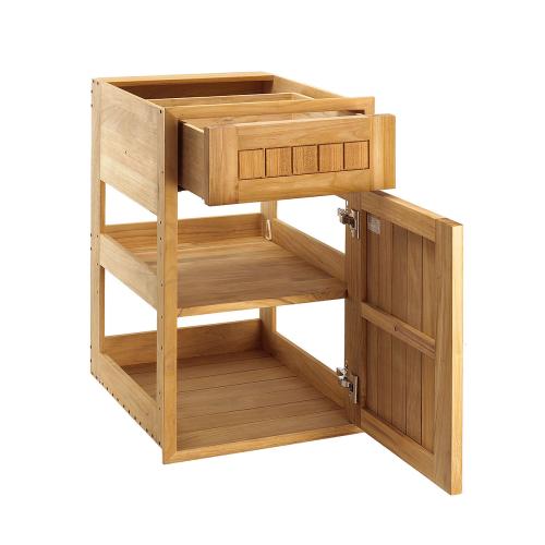 Pacific Teak Millworks 18 Inch Shaker Panel Drawer/Door Combo W/ Shelf