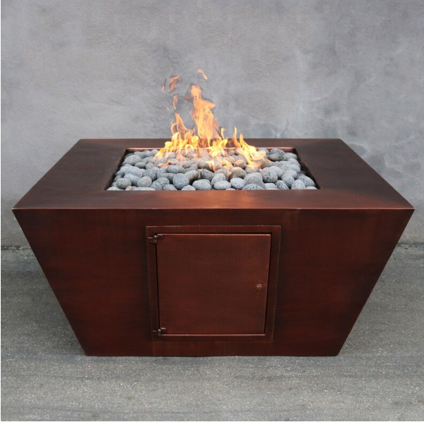 Top Fires by The Outdoor Plus Amere 36-Inch Natural Gas Fire Pit - Hammered Copper - Match Light