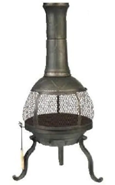 Sonora Cast Iron Wood Burning Chimenea Without Rain Cap - Brushed Gold