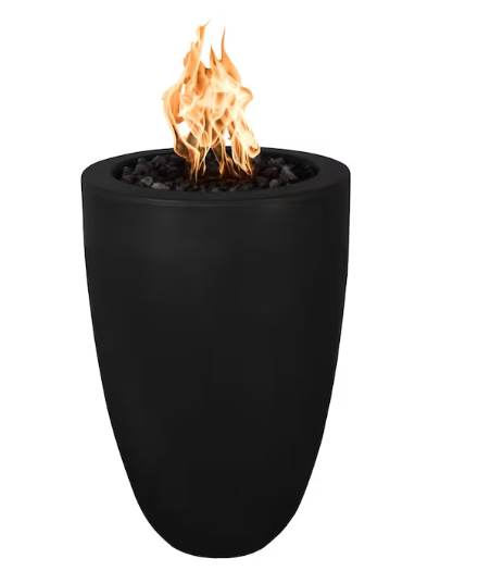 Top Fires by The Outdoor Plus Castillo 33-Inch Propane Fire Pillar - Black Concrete - Match Light - No Access Door-OPT-CST022-BLK-LP