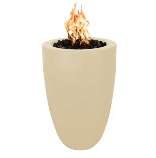 Top Fires by The Outdoor Plus Castillo 33-Inch Propane Fire Pillar - Vanilla Concrete - Match Light - No Access Door