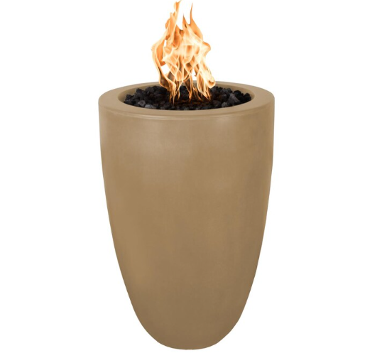 Top Fires by The Outdoor Plus Castillo 33-Inch Propane Fire Pillar - Brown Concrete - Match Light - No Access Door-OPT-CST022-BRN-LP