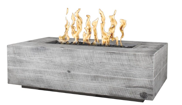 Top Fires by The Outdoor Plus Coronado 48-Inch Propane Gas Fire Pit - Concrete Ivory Wood Grain - Match Light - OPT-COR48-IVY-LP