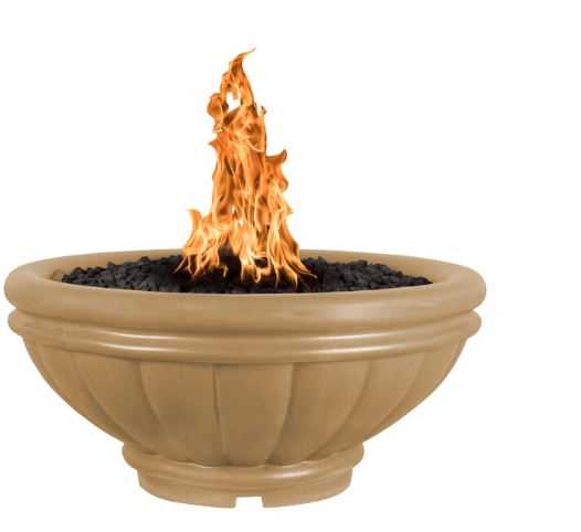 Top Fires by The Outdoor Plus Roma 24-Inch Propane Fire Bowl - Brown Concrete - Match Light - OPT-ROM24-BRN-LP