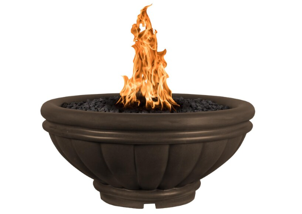 Top Fires by The Outdoor Plus Roma 24-Inch Propane Fire Bowl - Chocolate Concrete - Match Light