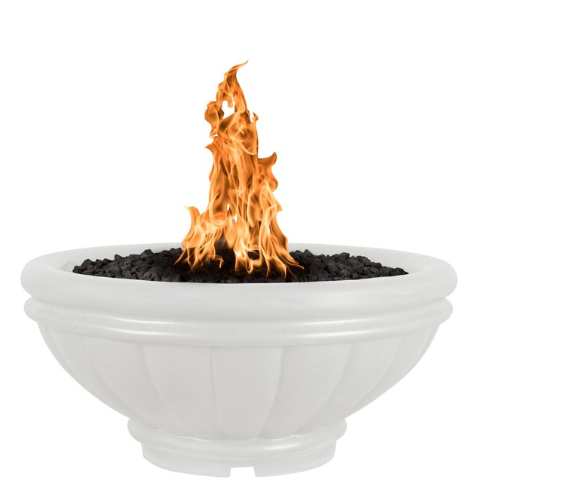 Top Fires by The Outdoor Plus Roma 24-Inch Propane Fire Bowl - Limestone Concrete - Match Light- OPT-ROM24-LIM-LP