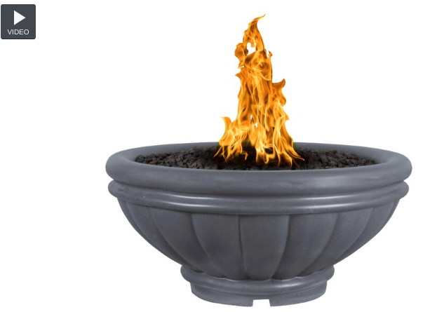 Top Fires by The Outdoor Plus Roma 24-Inch Propane Fire Bowl - Gray Concrete - Match Light- OPT-ROM24-GRY-LP