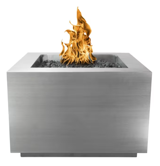 Top Fires by The Outdoor Plus Forma 30-Inch Propane Fire Pit - Stainless Steel - Match Light - OPT-3030SQSS-LP