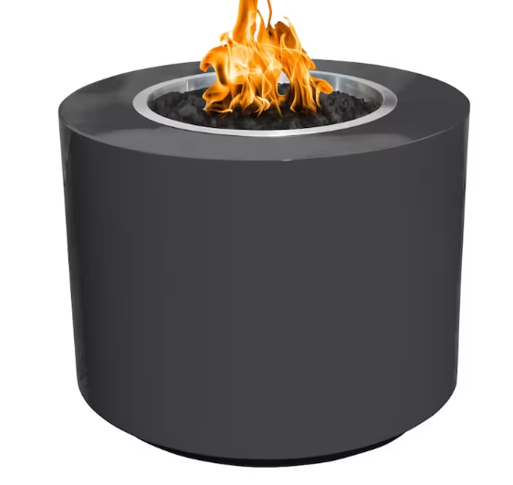 Top Fires by The Outdoor Plus Beverly 30-Inch Propane Fire Pit - Gray Powder Coat Steel - Match Light - OPT-30PCB-GRY-LP