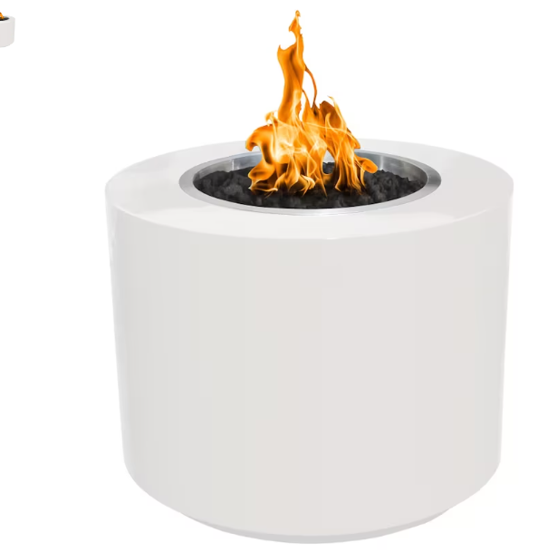 Top Fires by The Outdoor Plus Beverly 30-Inch Propane Fire Pit - White Powder Coat Steel - Match Light - OPT-30PCB-WHT-LP