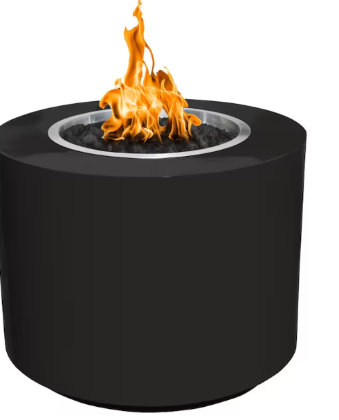 Top Fires by The Outdoor Plus Beverly 30-Inch Propane Fire Pit - Black Powder Coat Steel - Match Light
