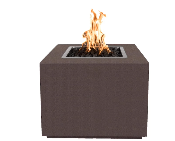 Top Fires by The Outdoor Plus Forma 30-Inch Propane Fire Pit - Copper Vein Powder Coat Steel - Match Light - OPT-30PCSQ-CPV-LP