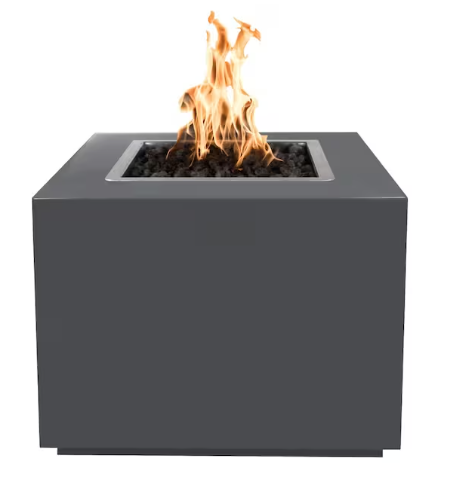 Top Fires by The Outdoor Plus Forma 30-Inch Propane Fire Pit - Gray Powder Coat Steel - Match Light - OPT-30PCSQ-GRY-LP