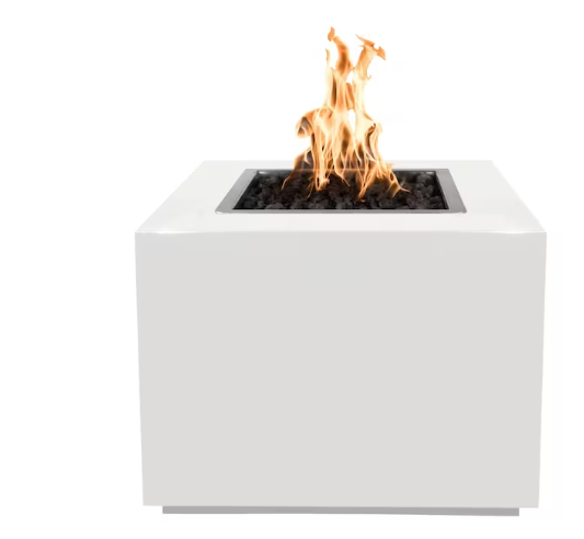 Top Fires by The Outdoor Plus Forma 30-Inch Propane Fire Pit - White Powder Coat Steel - Match Light - OPT-30PCSQ-WHT-LP - 2023-07-26T230500.271