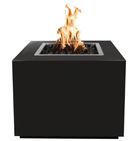 Top Fires by The Outdoor Plus Forma 30-Inch Propane Fire Pit - Black Powder Coat Steel - Match Light - OPT-30PCSQ-BLK-LP