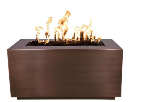 Top Fires by The Outdoor Plus Pismo 48-Inch Natural Gas Fire Pit - Hammered Copper - Match Light - OPT-CPRT4824-HAMC