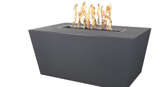 Top Fires by The Outdoor Plus Mesa 48-Inch Propane Fire Pit - Gray Powder Coat Steel - Match Light