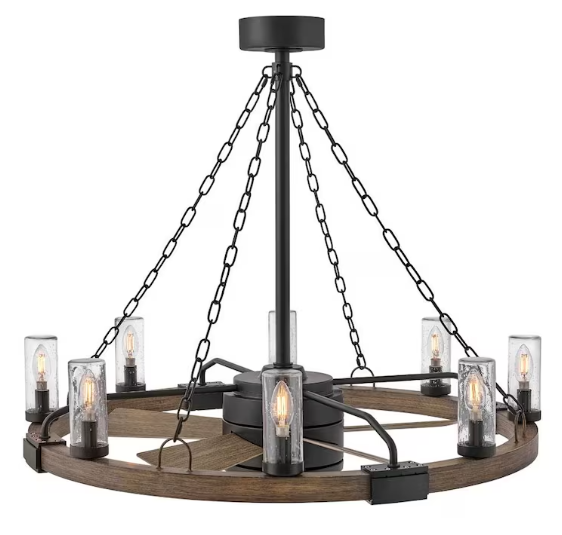 Hinkley Lighting Sawyer 36 Inch Indoor / Outdoor Fandelier W/ 28 Inch Fan And LED Lighting - Matte Black - 902928FMB-LWD
