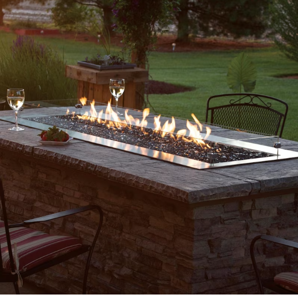 White Mountain Hearth By Empire Carol Rose 48-Inch Propane Gas Outdoor Linear Fire Pit Kit W/ Manual Electronic Ignition - OL48TP10P