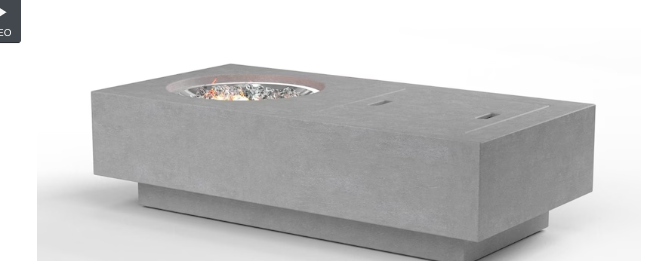 Sunset West Gravelstone 60 X 30 Inch Rectangular GFRC Self-Contained Tank Propane Gas Fire Table W/ Glass Surround