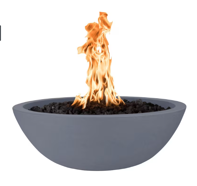 Top Fires by The Outdoor Plus Sedona 27-Inch Propane Gas Fire Bowl - Gray - Match Light